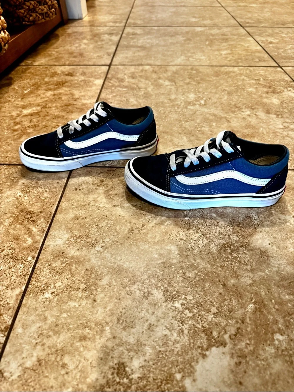 Vans Kids Sneakers Navy Blue and White Low Top